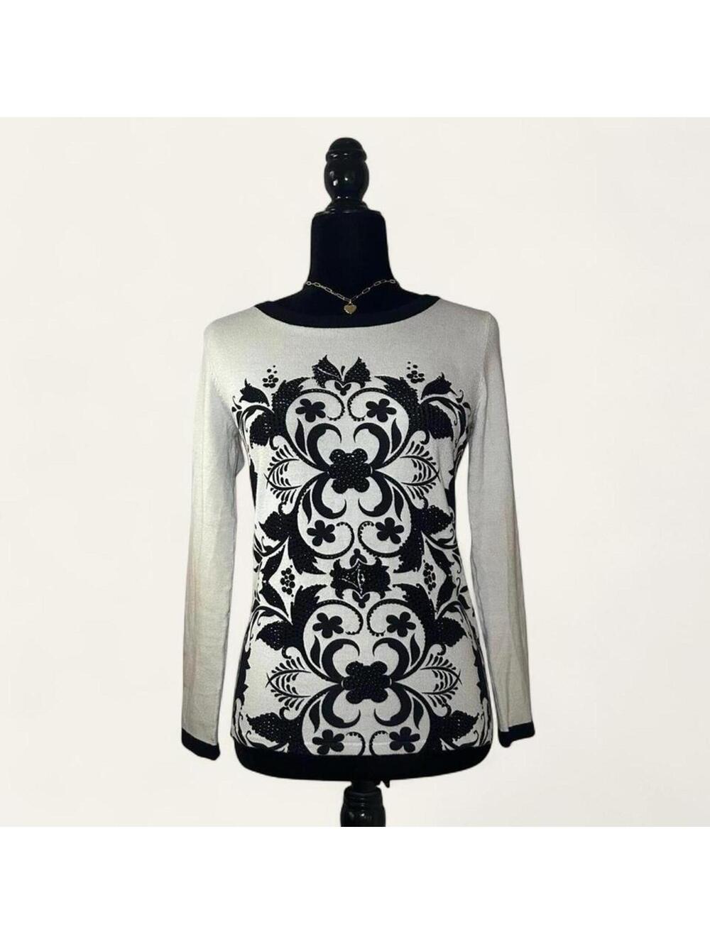 Black and White Rhinestone Y2K Top Size 2 Leo Guy